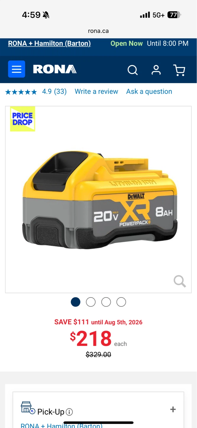 DEWALT 20V MAX XR 8Ah Power Tool Battery