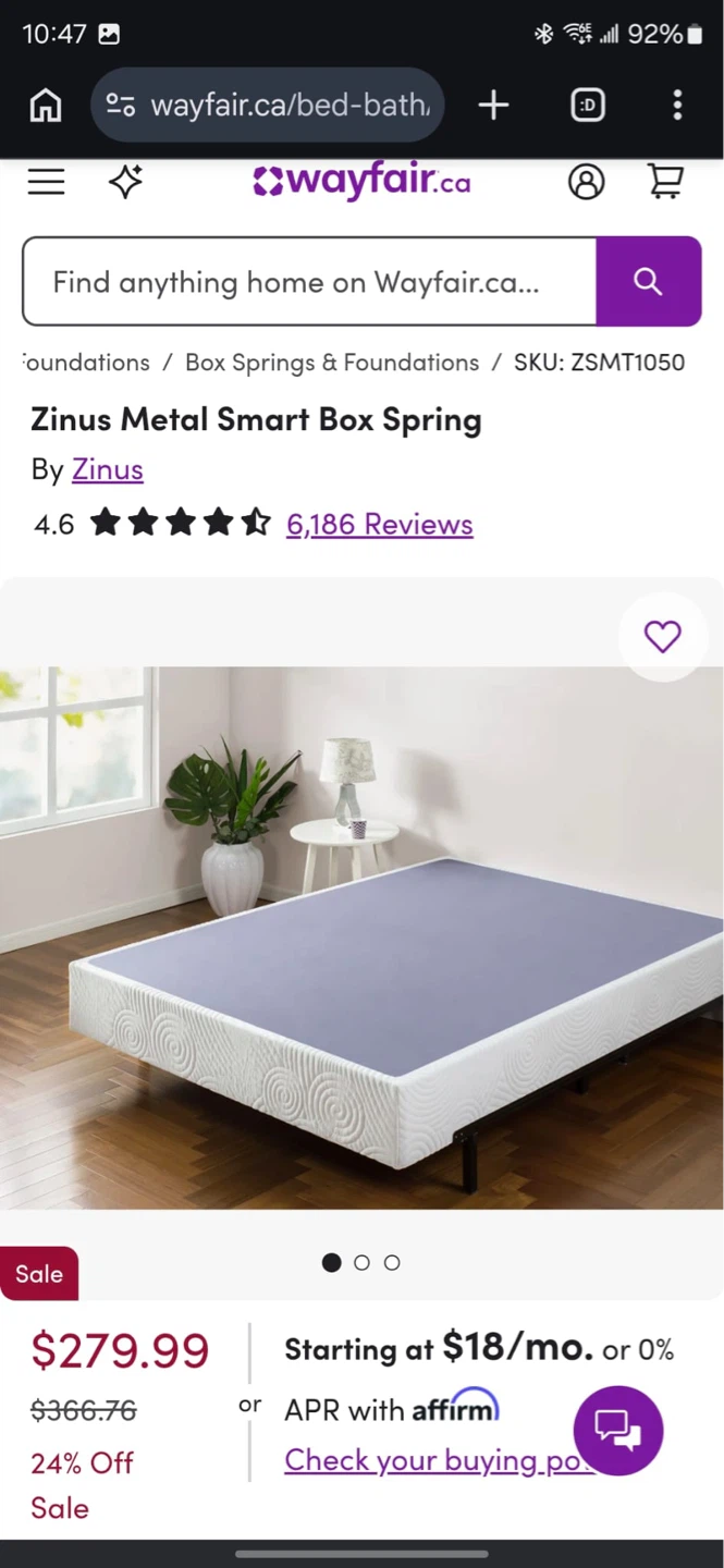 Brand New King Size Zinus Smart Box Spring – Sealed Box - photo 3