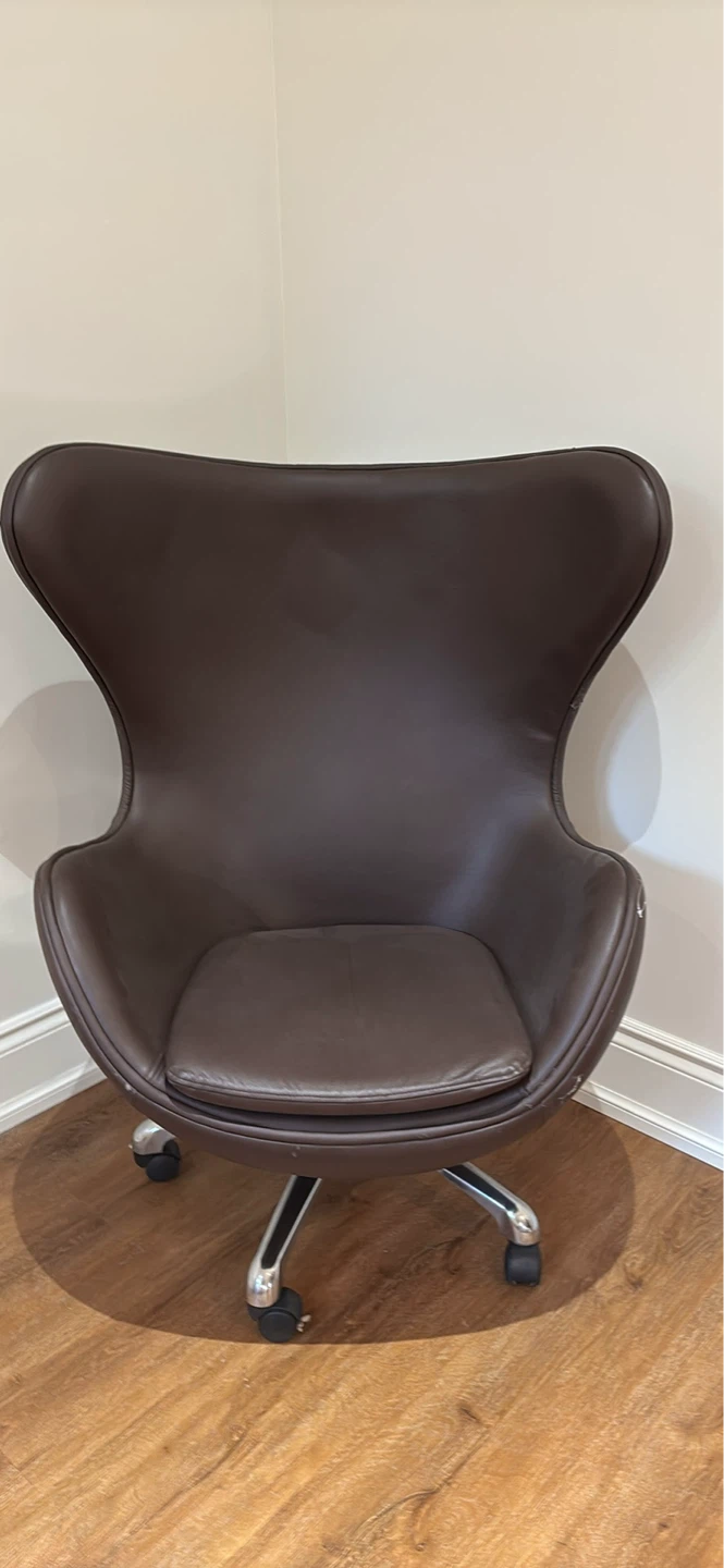 NEW Brown Egg Chair with Chrome Base
