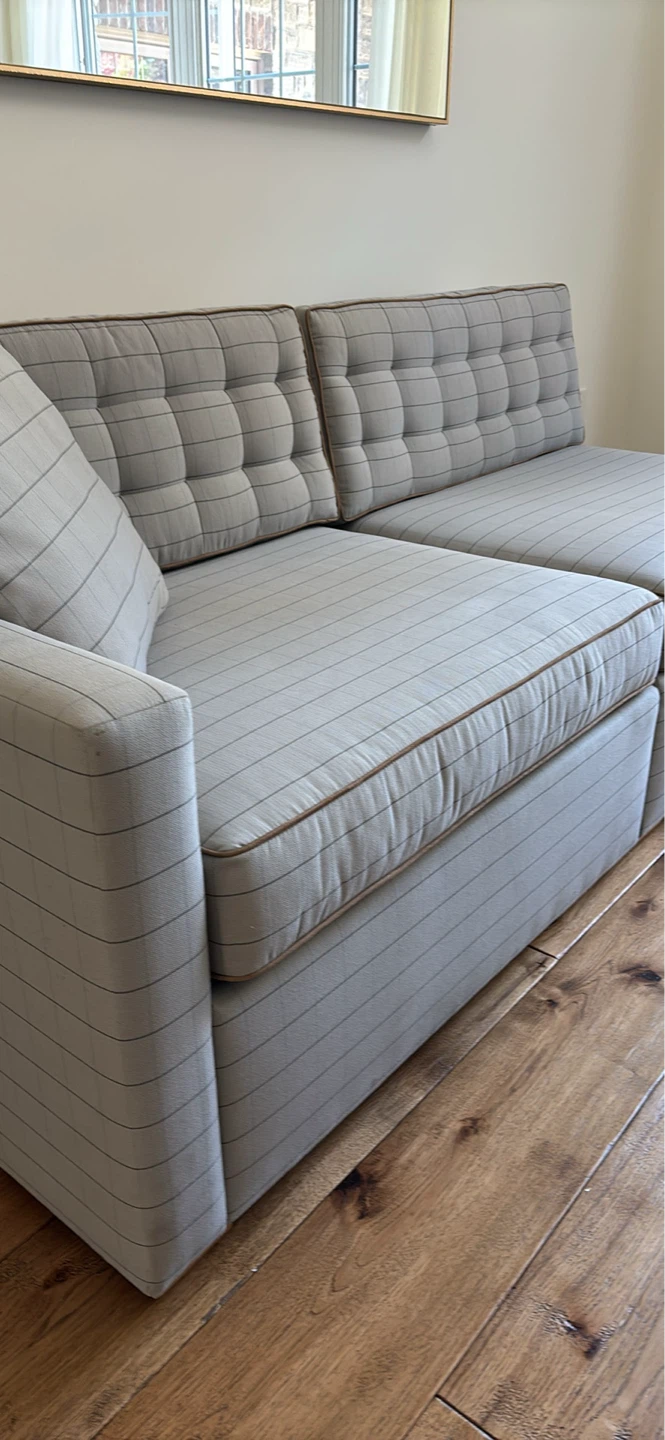 NEW Grey Striped Sofa with Tufted Back Cushions - photo 4