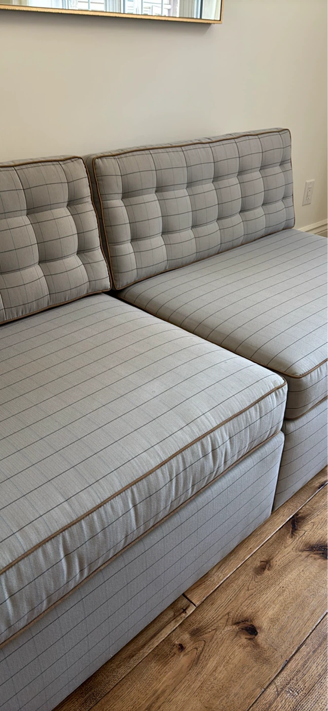 NEW Grey Striped Sofa with Tufted Back Cushions - photo 5
