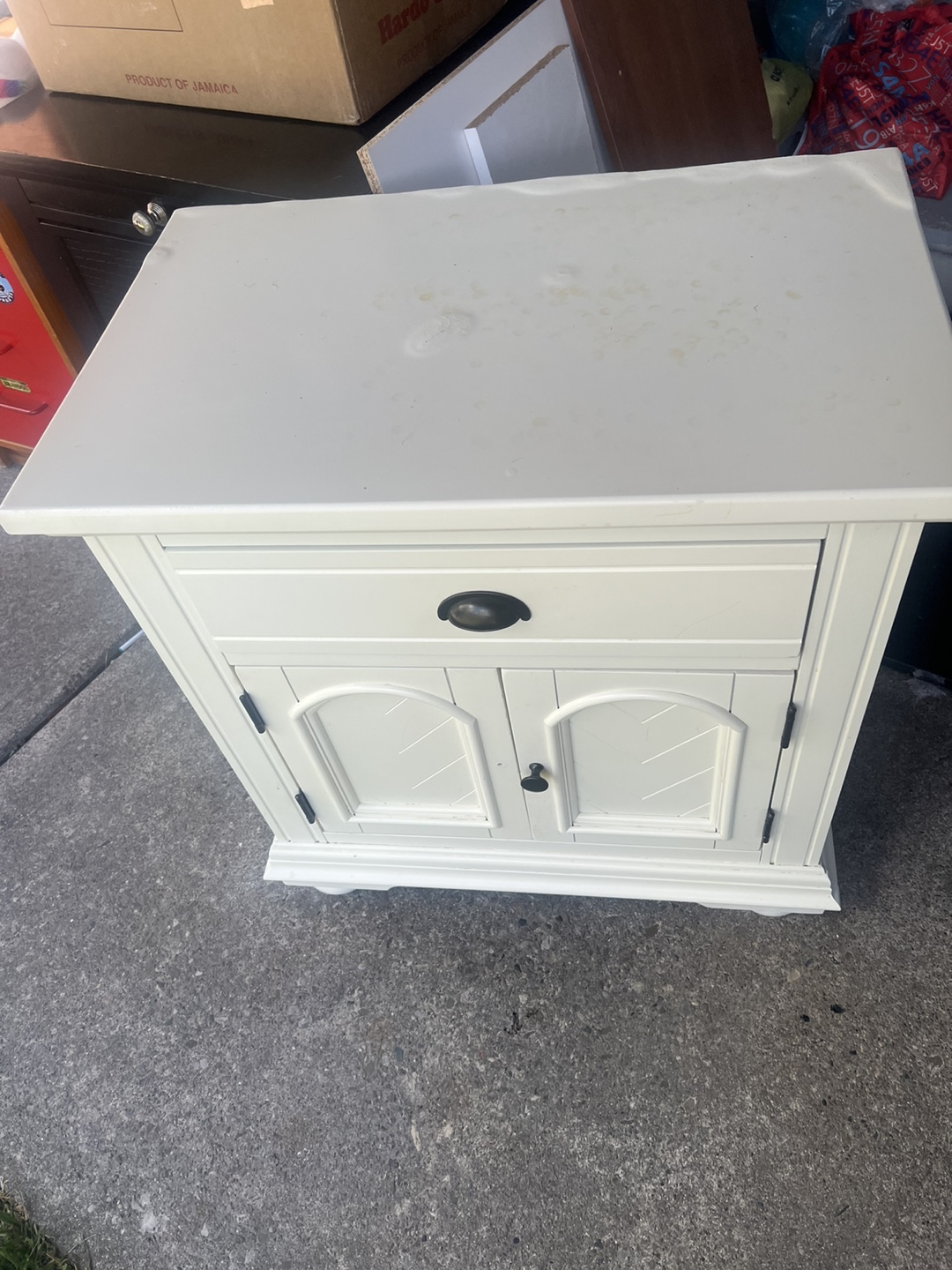 White Nightstand with Drawer and Cabinet - photo 2