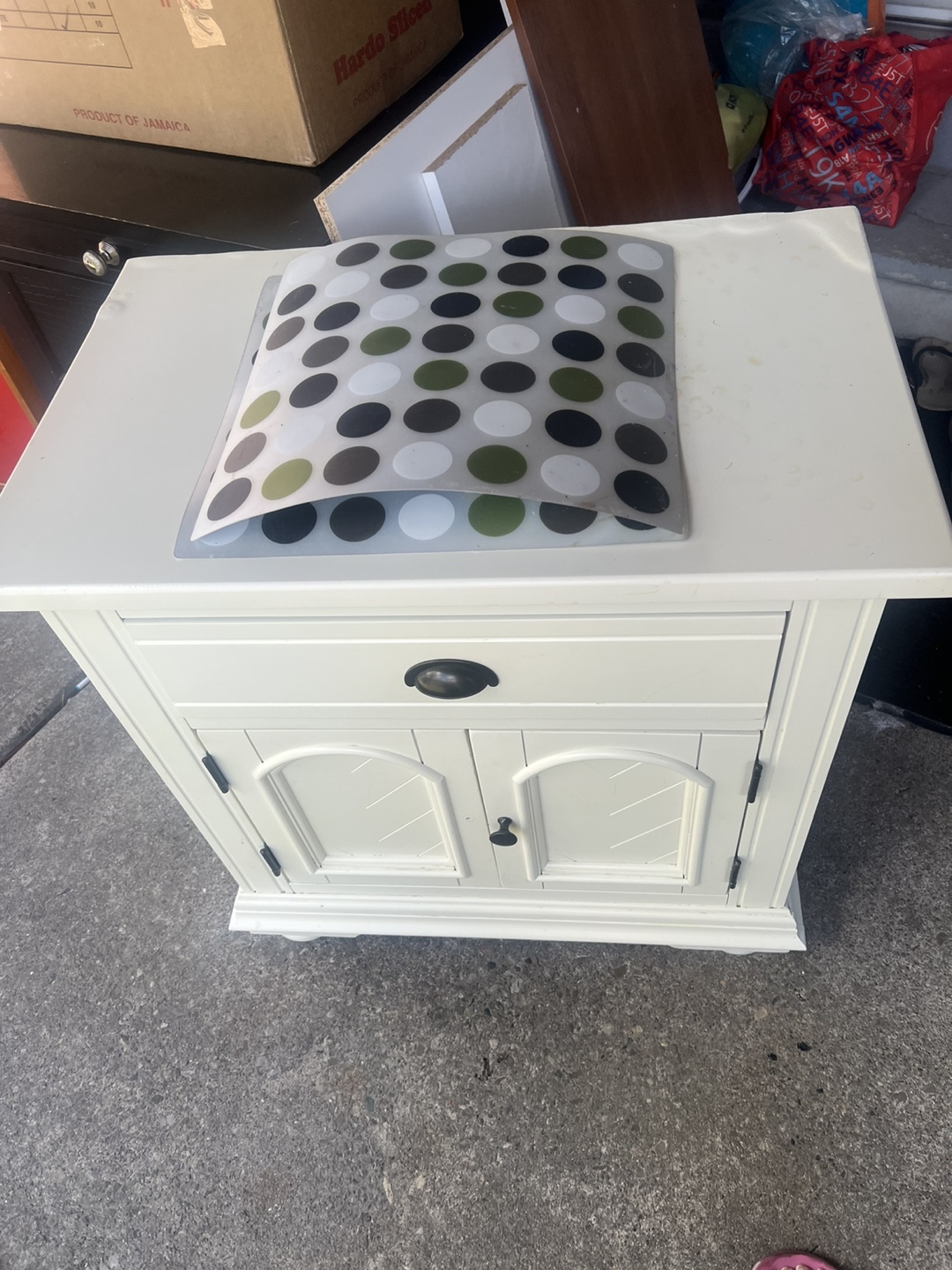 White Nightstand with Drawer and Cabinet - photo 3