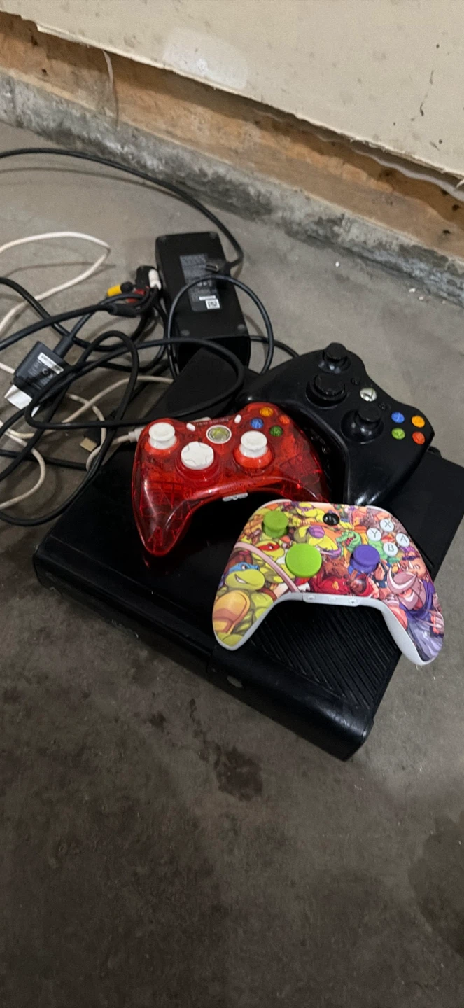 Xbox 360 Console with Games and Controllers