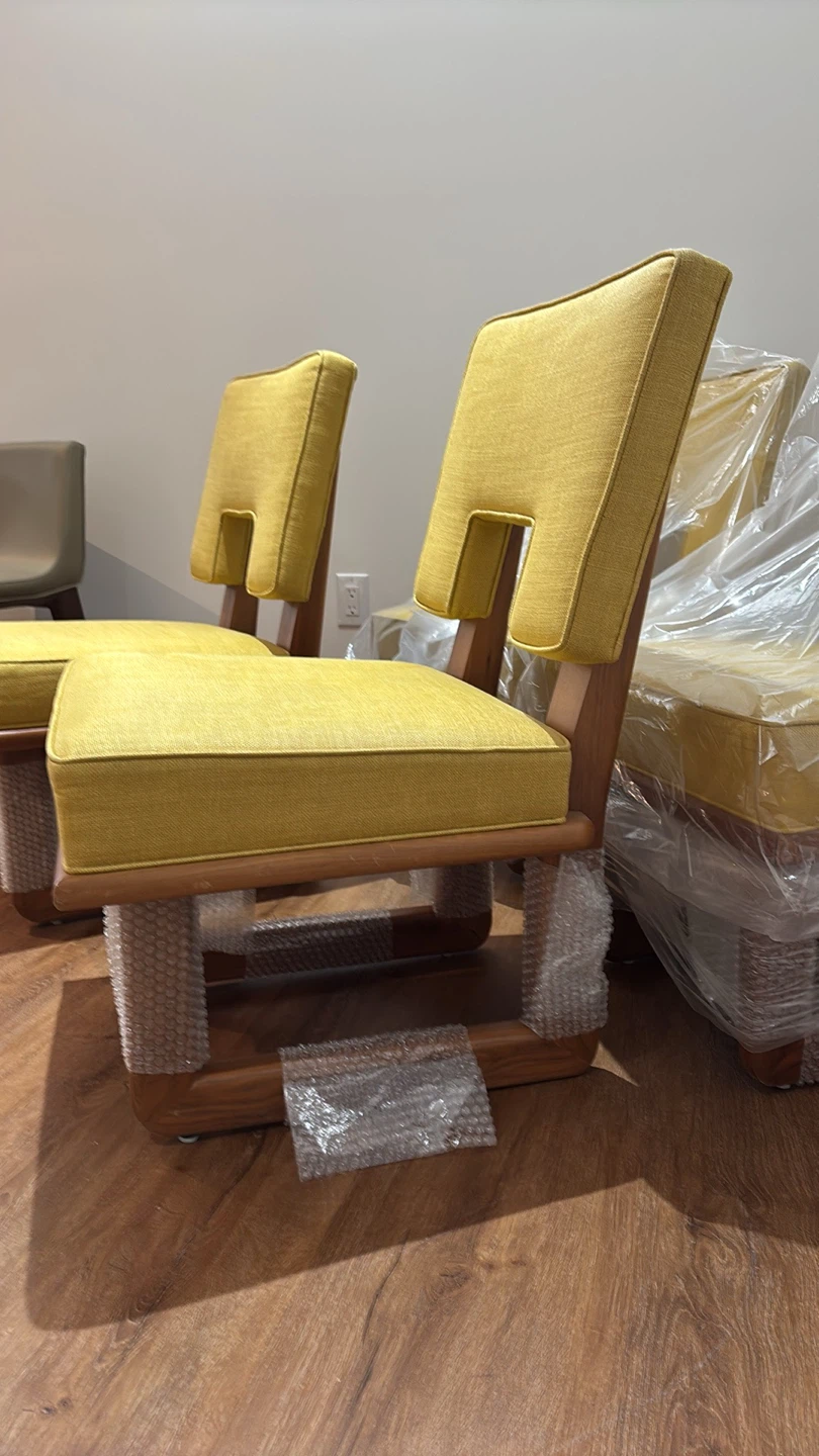 2 NEW Yellow Upholstered Dining chairs - photo 4