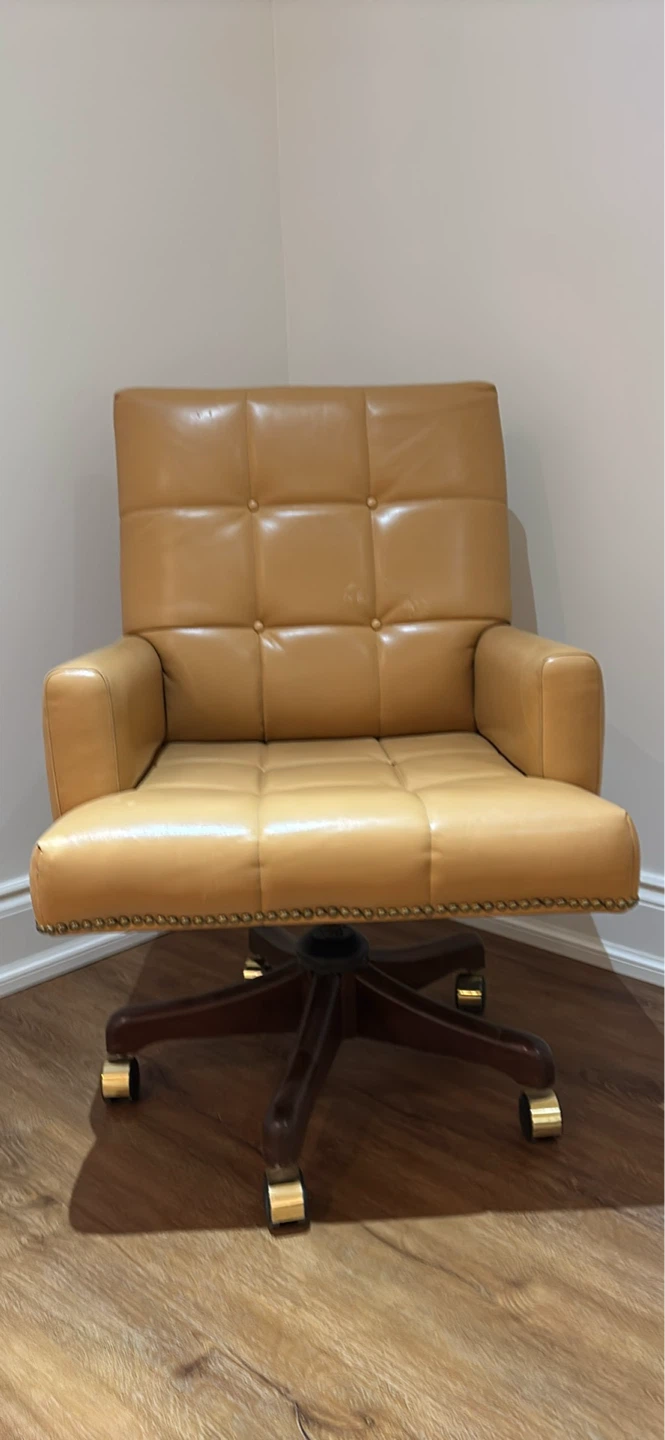 Tan Faux Leather Office Chair