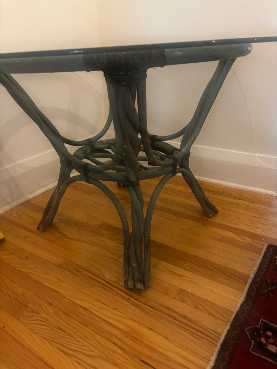 Glass Top Round Table with Woven Base - photo 3
