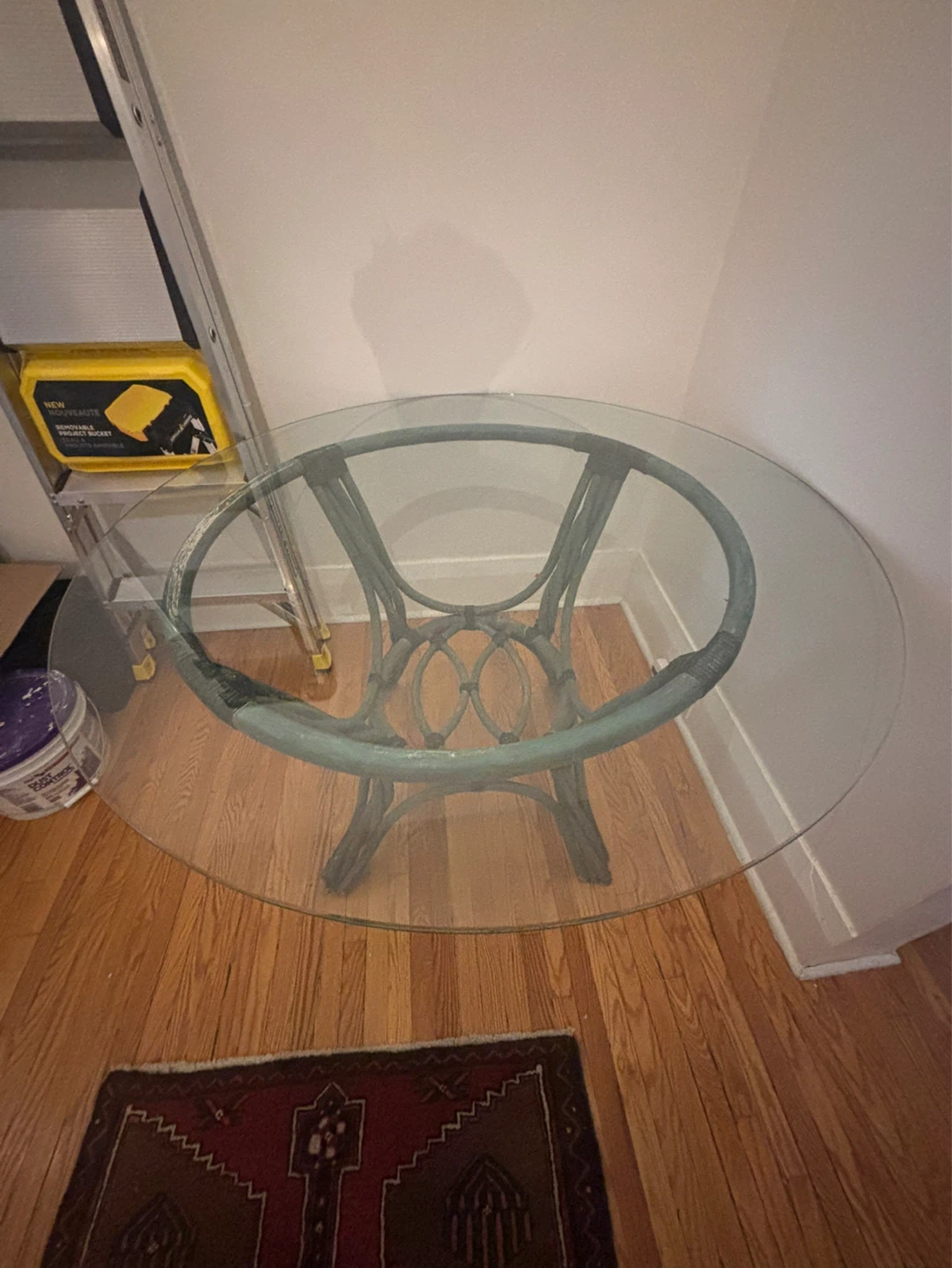 Glass Top Round Table with Woven Base - photo 2