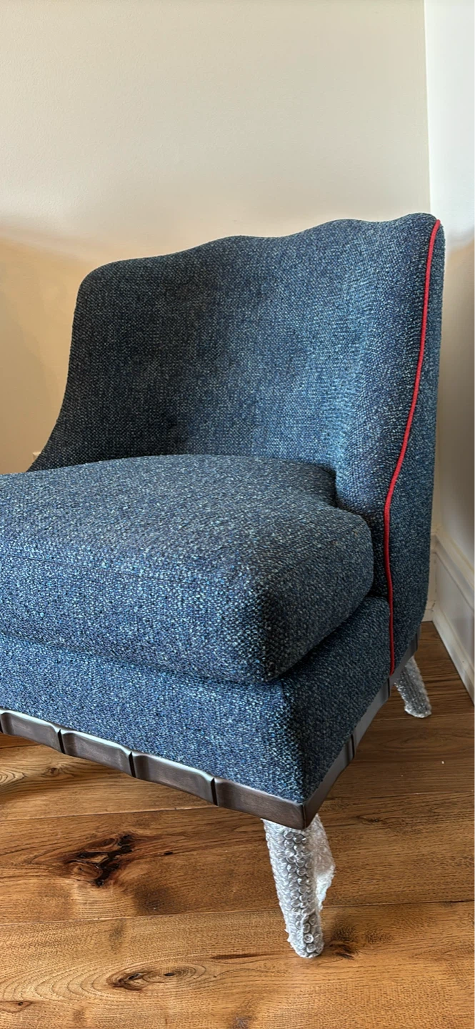 NEW Blue Accent Chair with Red Piping - photo 2