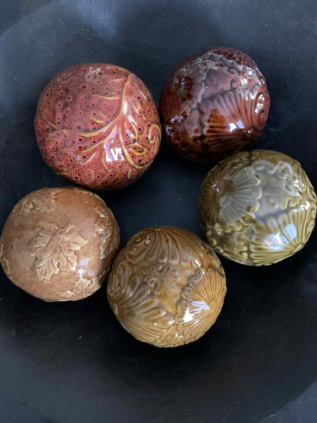 5 heavy glazed decorative balls - photo 2