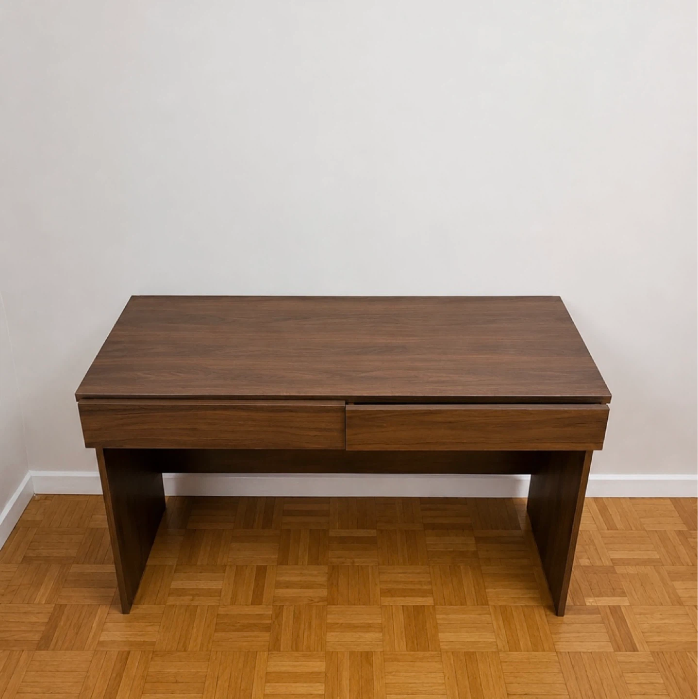 Brown Wooden Desk with Two Drawers