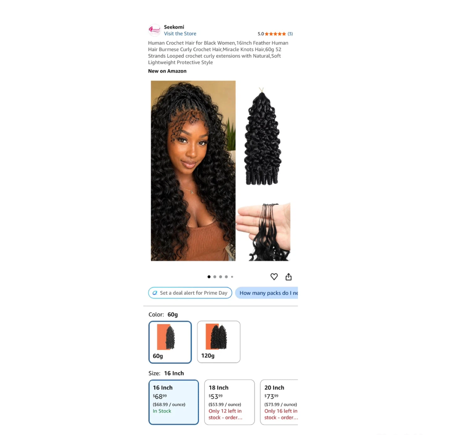Brand new Human Crochet Hair for Black Women,16Inch