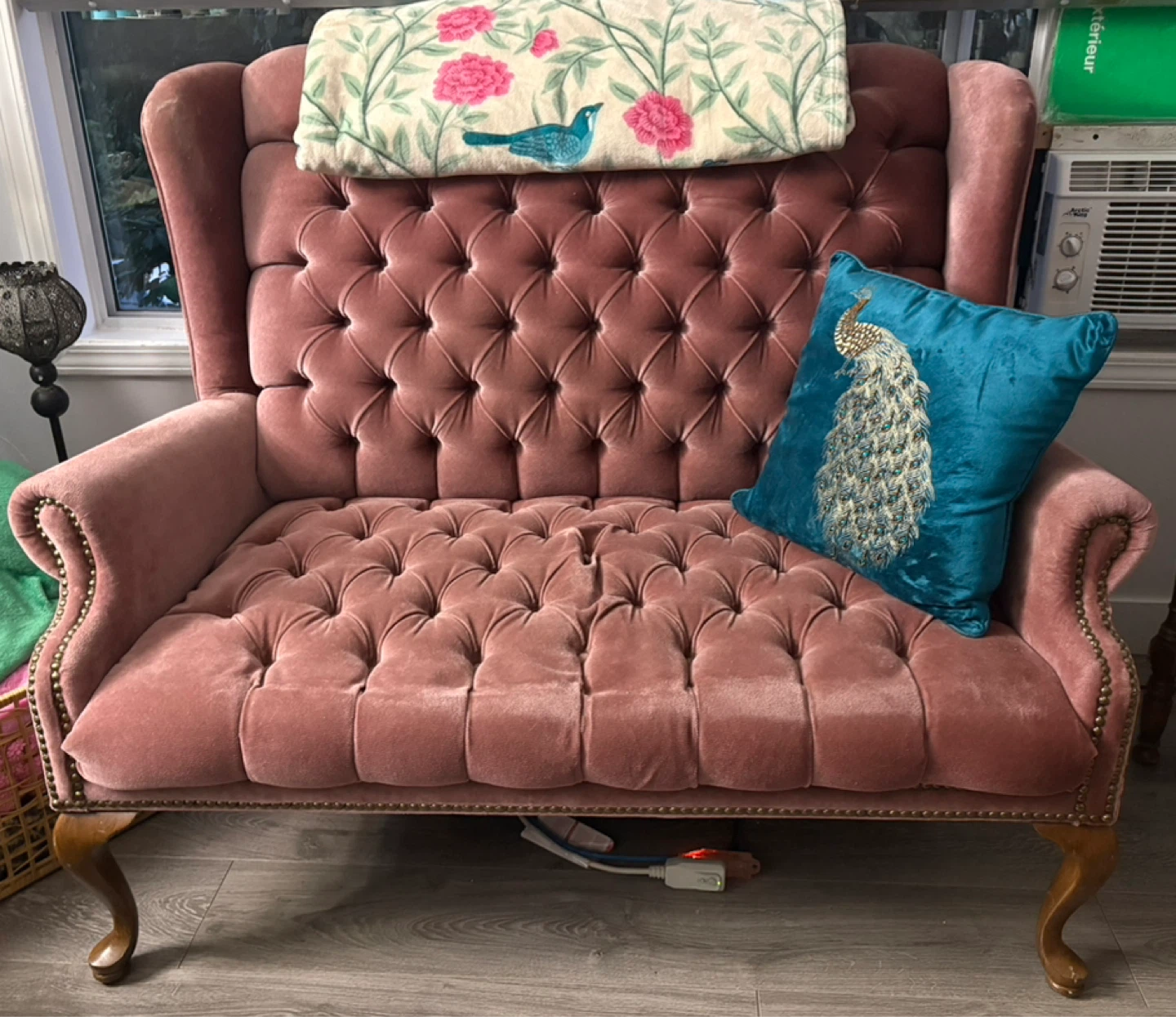 Vintage Velvet Dusty Rose Chesterfield