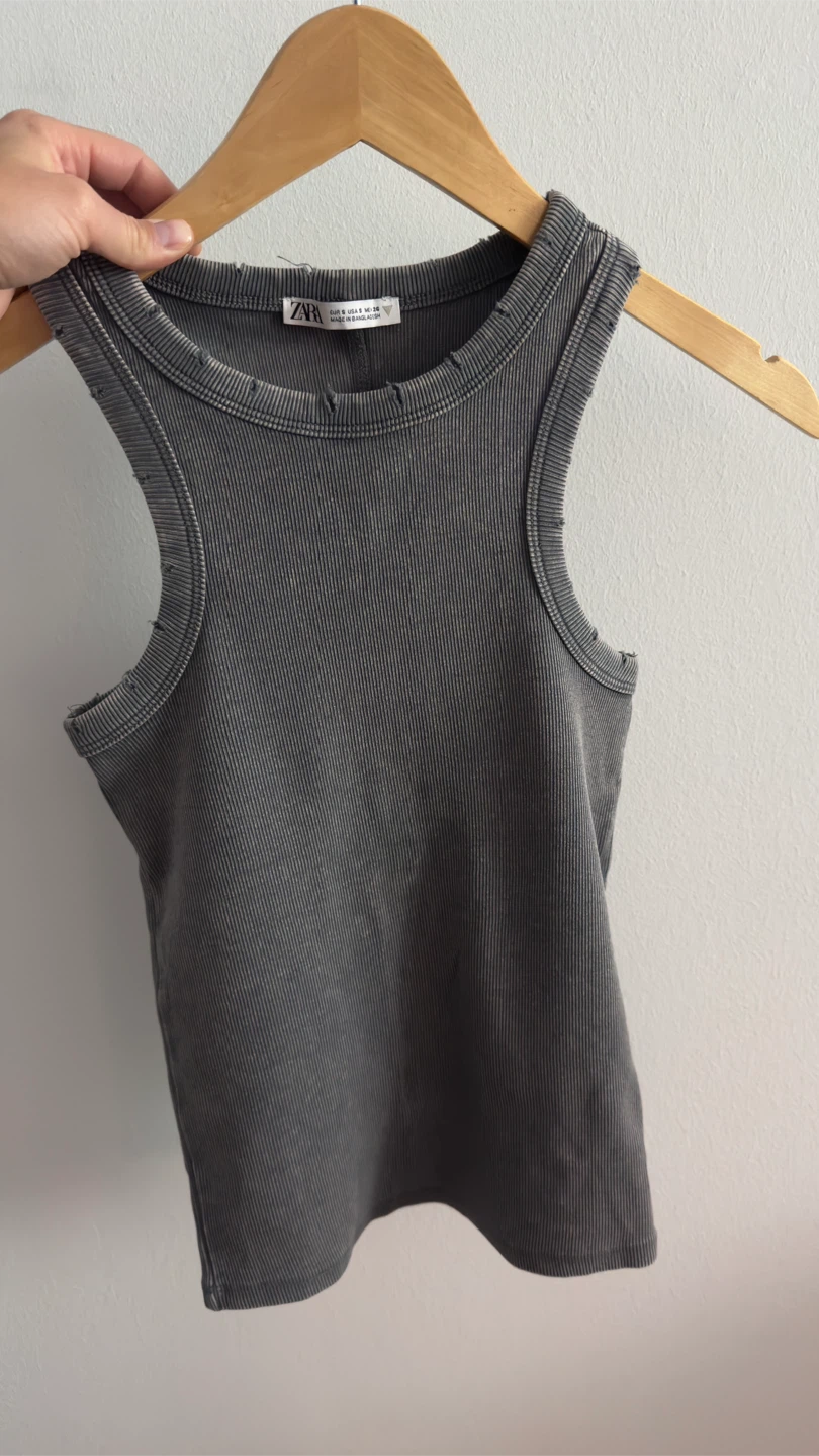 ZARA Ribbed Tank Top Grey Size S