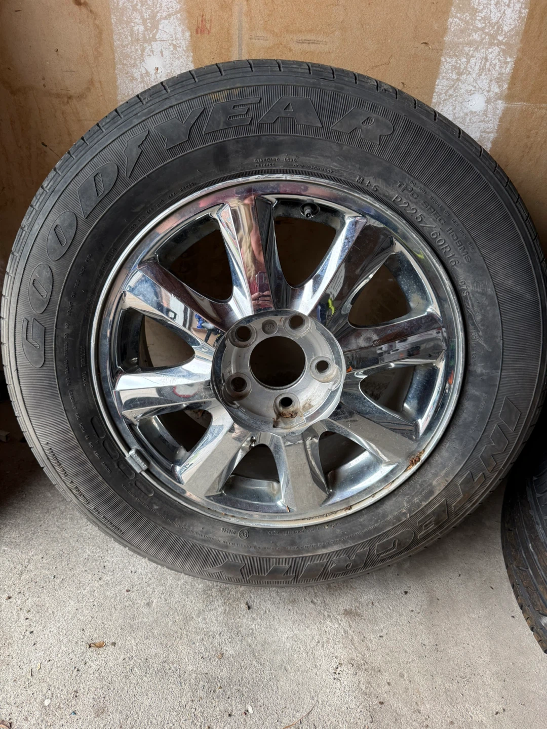 Goodyear P225/60R16 Tire and Chrome Rim