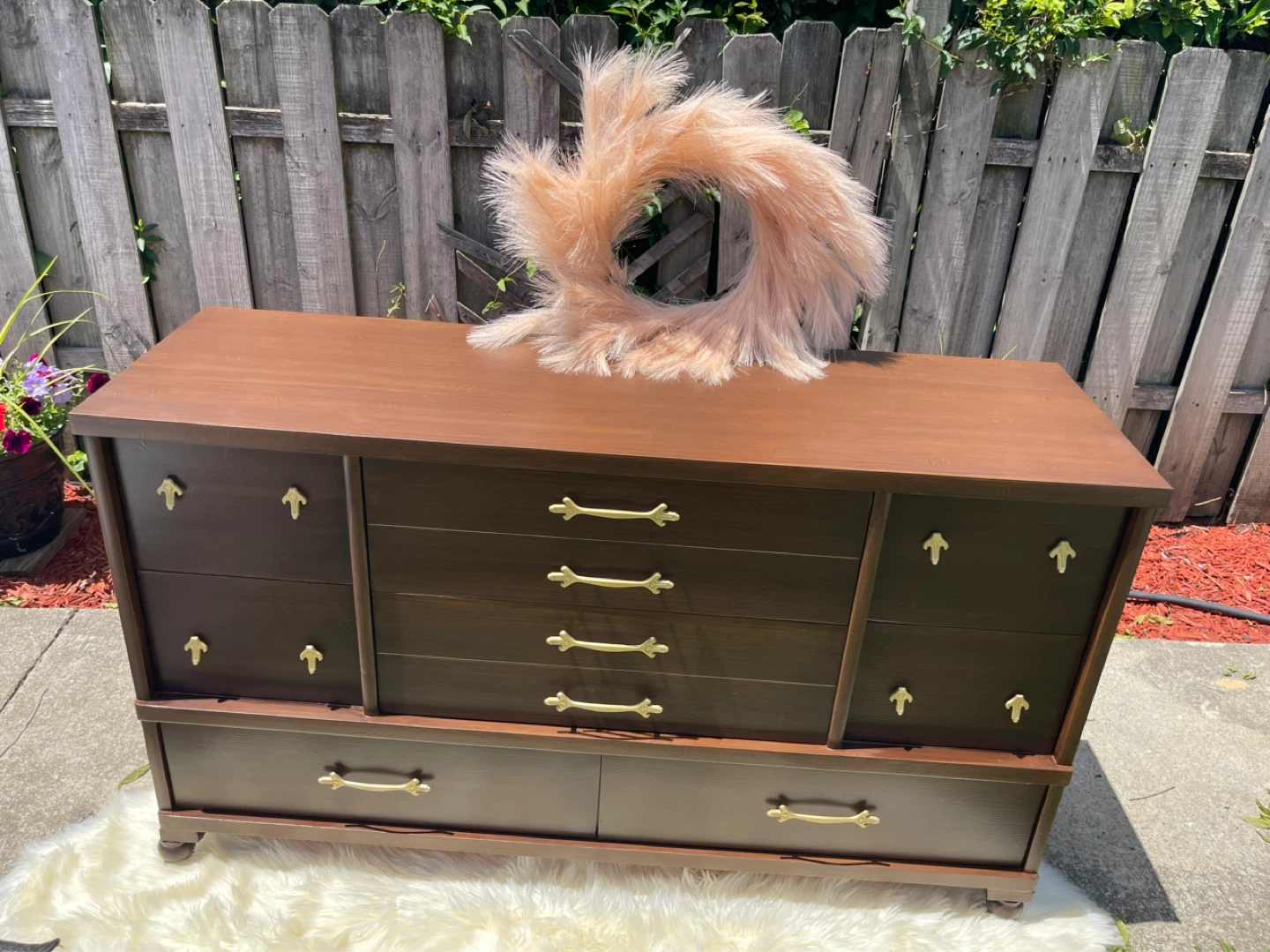 MCM 8 drawers -solid wood dresser restored - photo 2