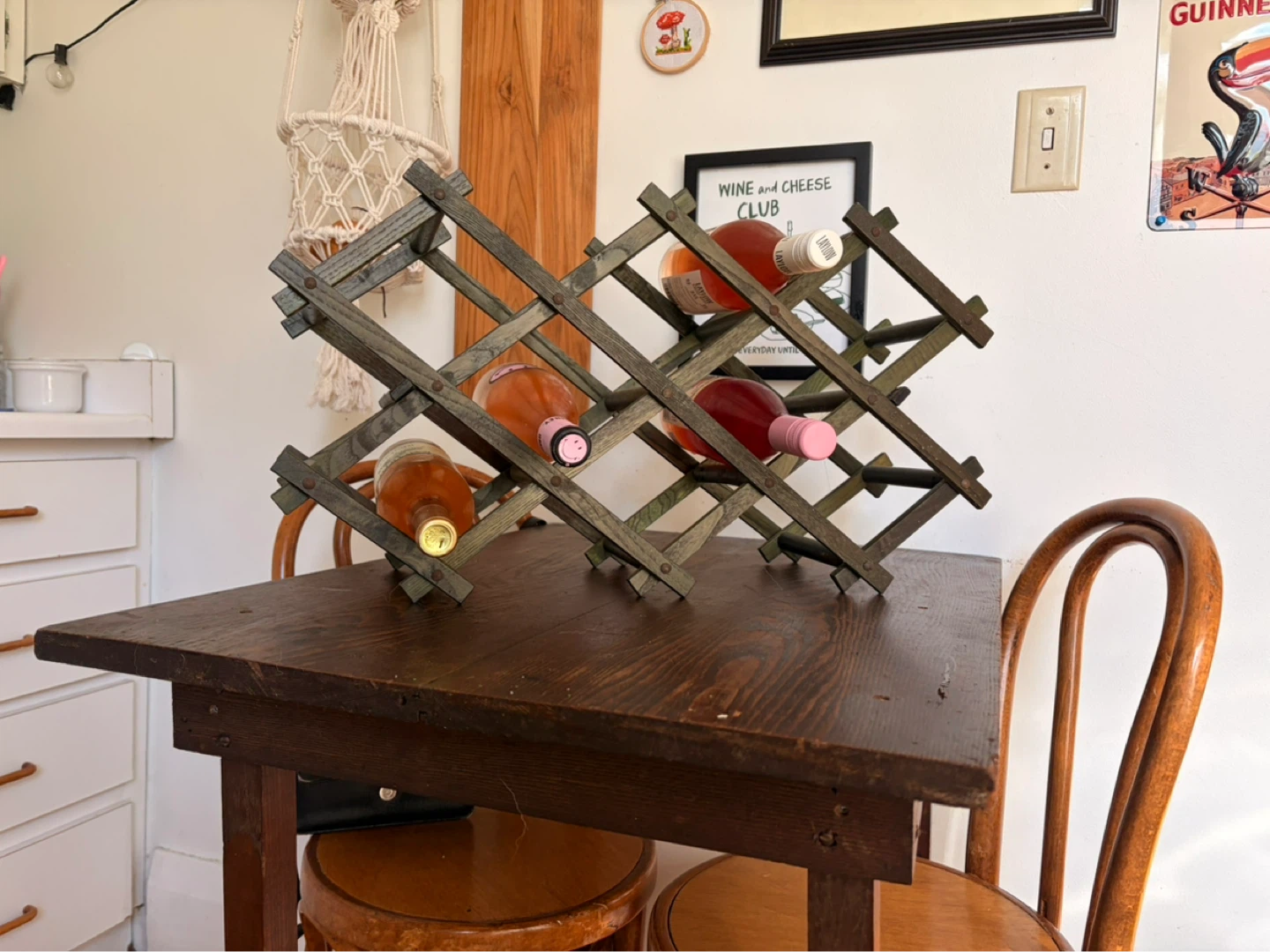 Antique Wooden Folding Wine Rack - photo 2
