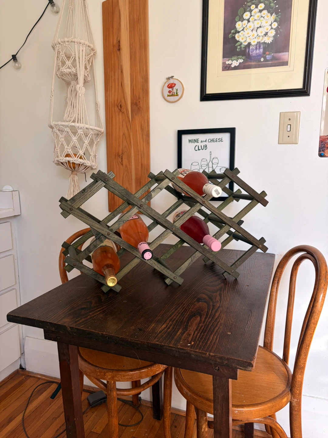Antique Wooden Folding Wine Rack
