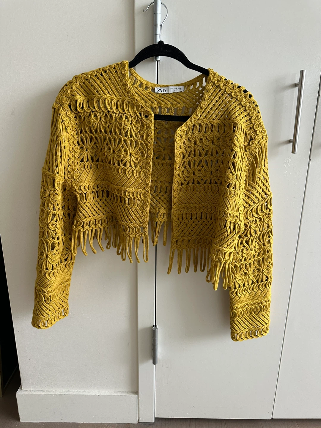 ZARA Yellow Crochet Fringe Cardigan - photo 3
