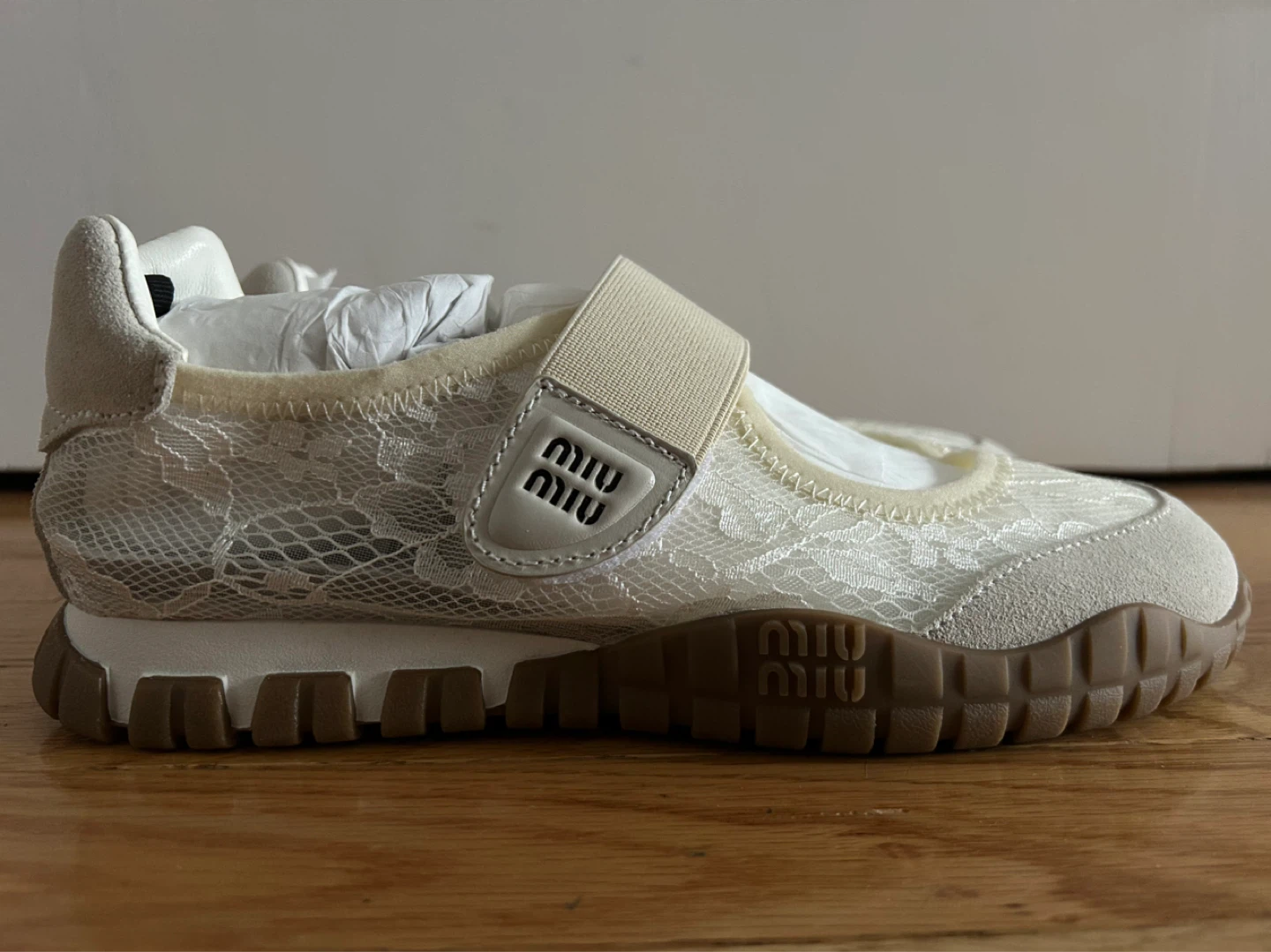 Miu Miu Women's White Lace Sneakers