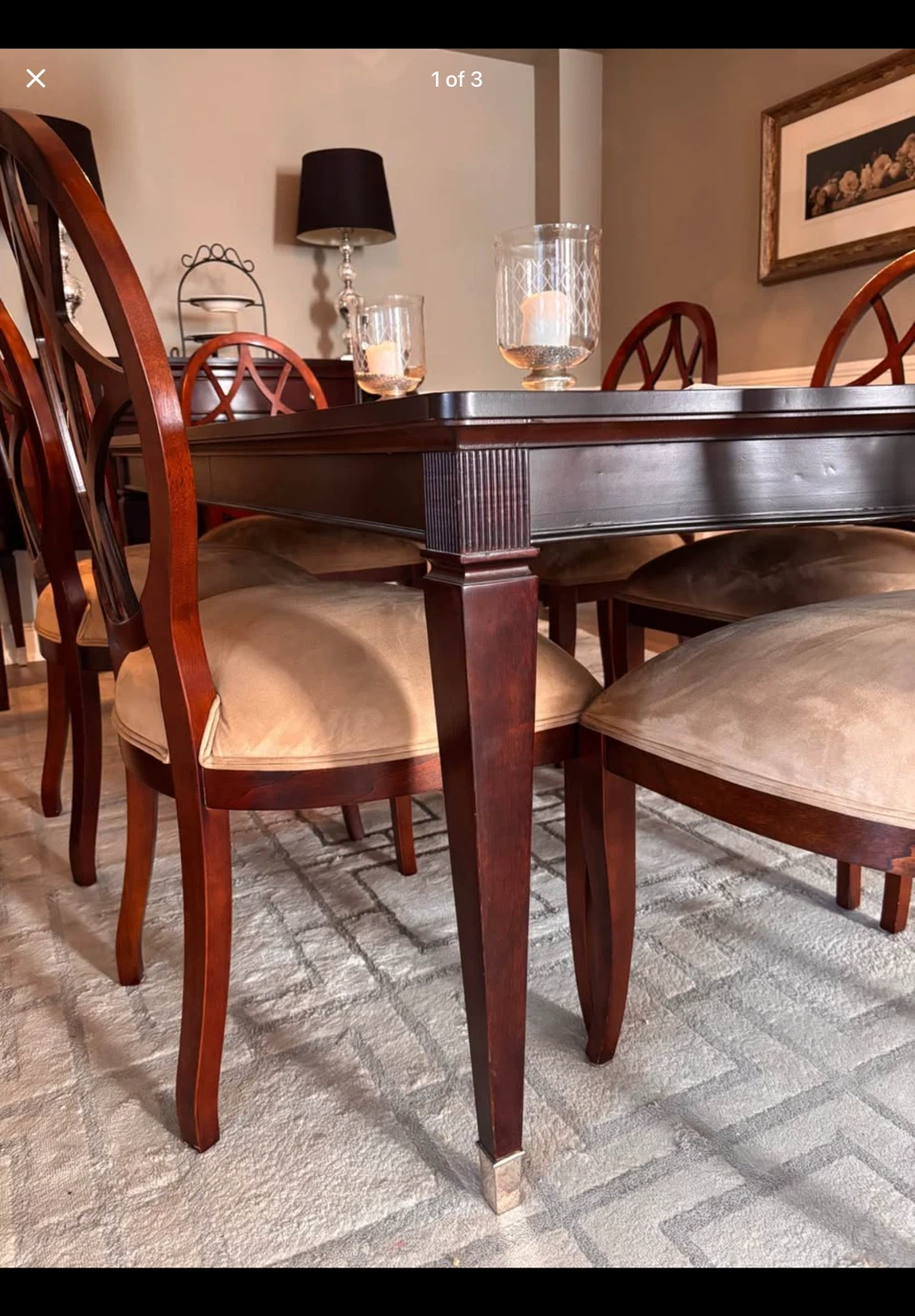 Dark Brown Dining Table with Silver Accents - photo 4