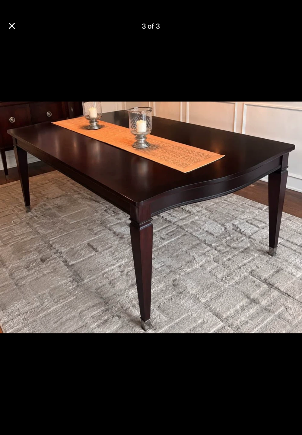 Dark Brown Dining Table with Silver Accents - photo 3