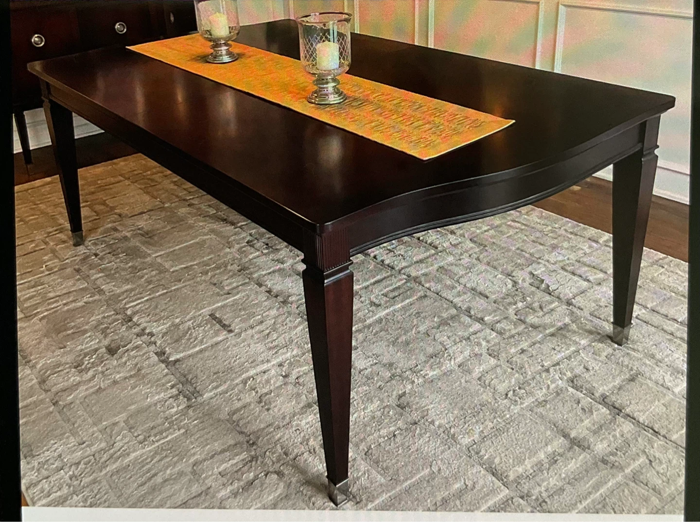 Dark Brown Dining Table with Silver Accents - photo 2