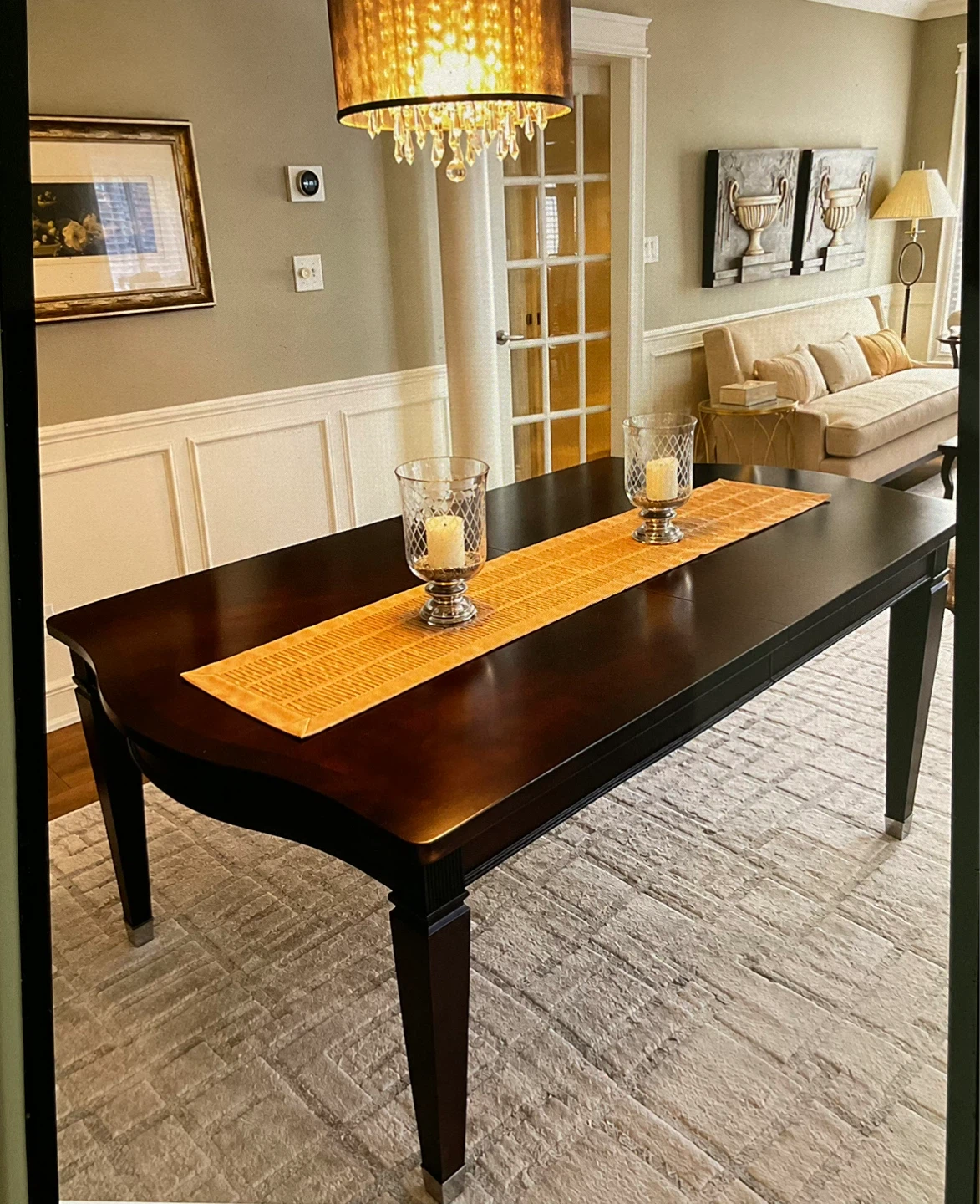 Dark Brown Dining Table with Silver Accents - photo 5