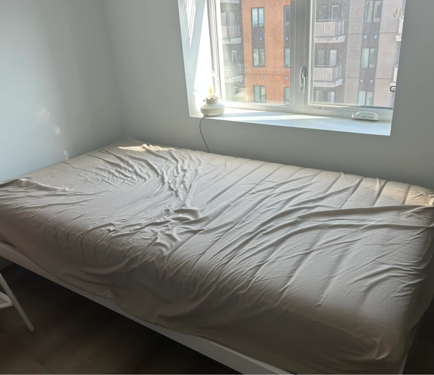 IKEA Twin Bed Frame, mattress and cover ,lamp and light bulb