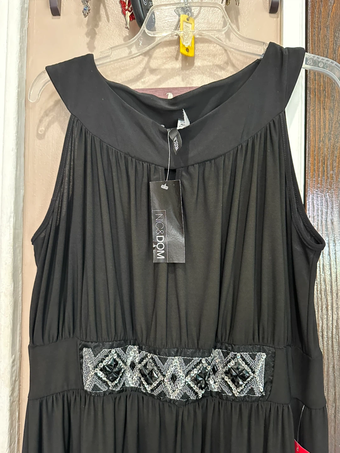 Beaded Waist Black Maxi Dress - Sleeveless Evening Gown - photo 5