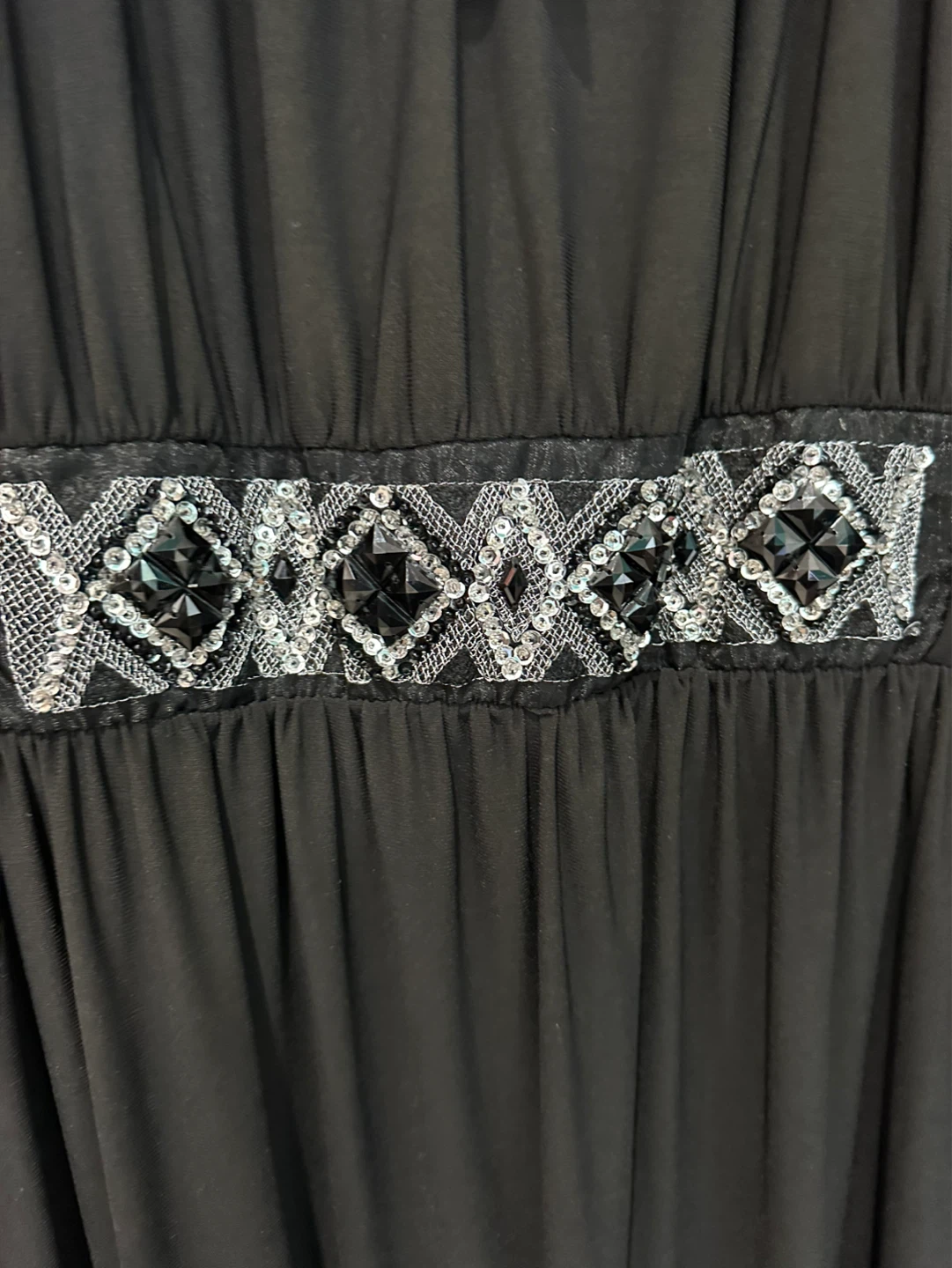 Beaded Waist Black Maxi Dress - Sleeveless Evening Gown - photo 3