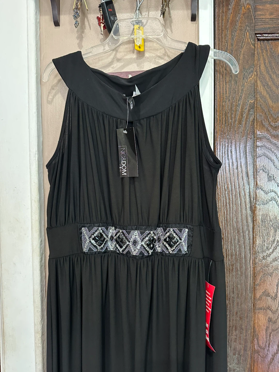 Beaded Waist Black Maxi Dress - Sleeveless Evening Gown - photo 2