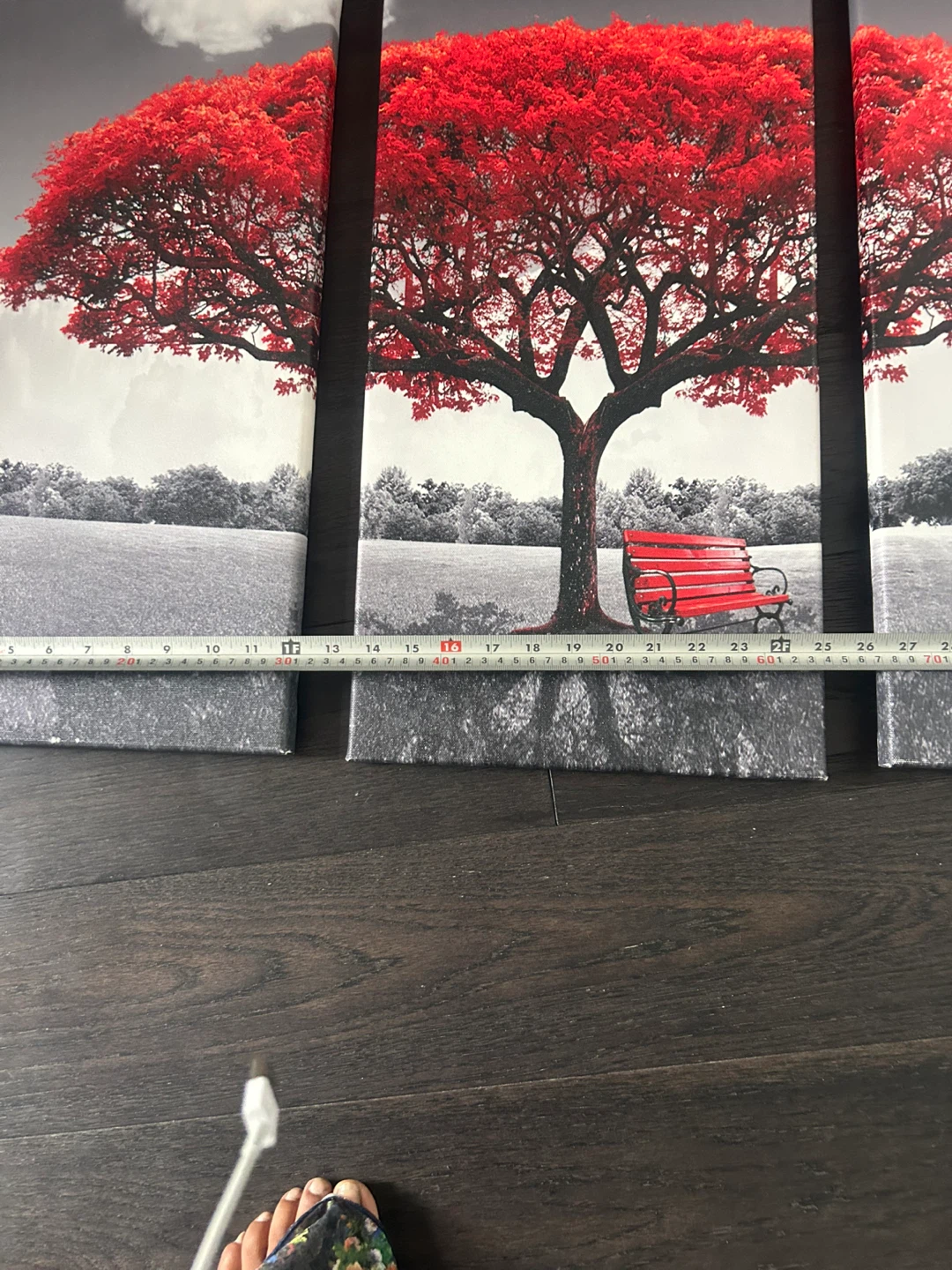 Set of 3 Canvas Prints - Red Tree - photo 2