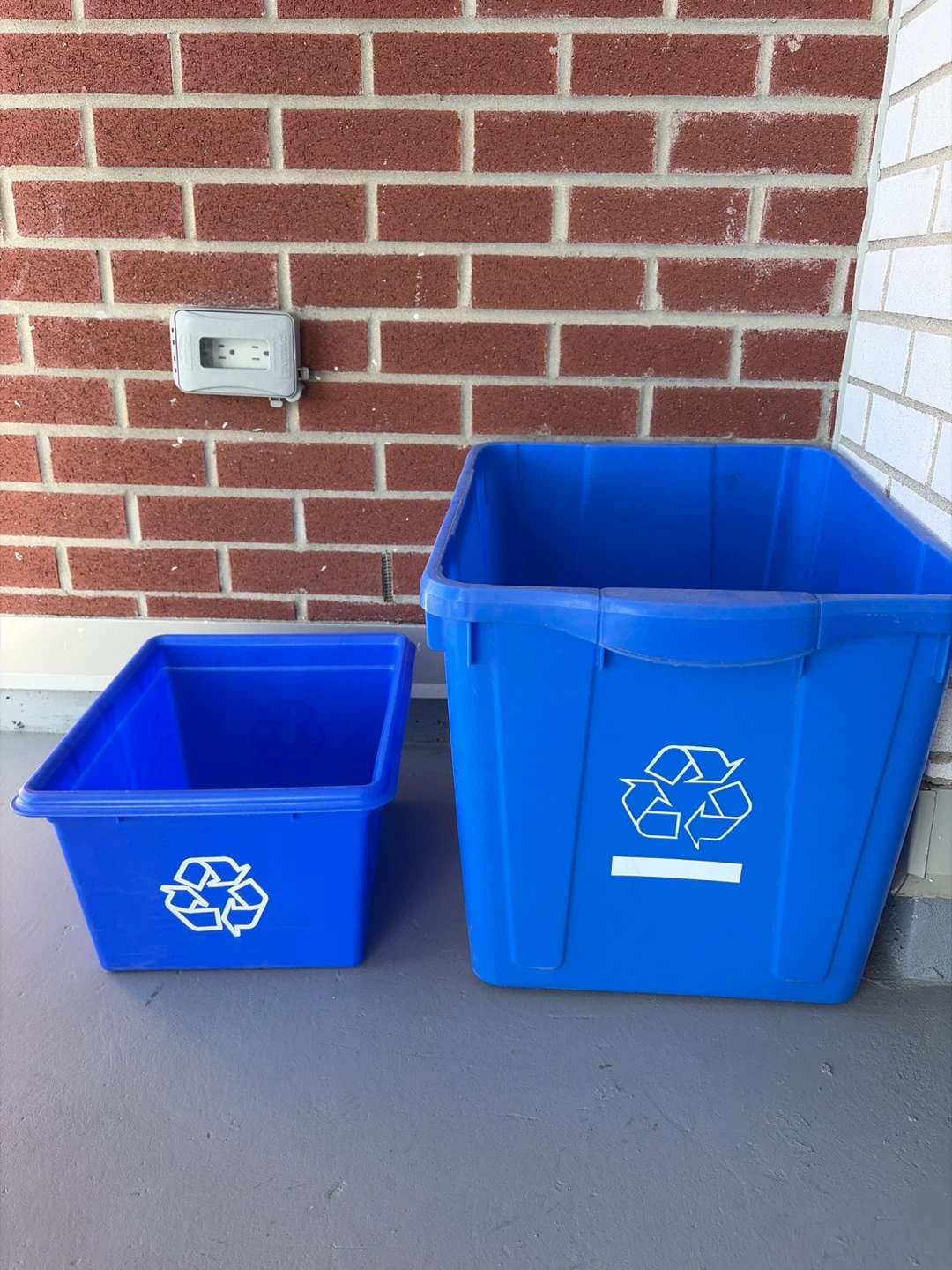 Pick up: 2 Blue Plastic Recycling Bins