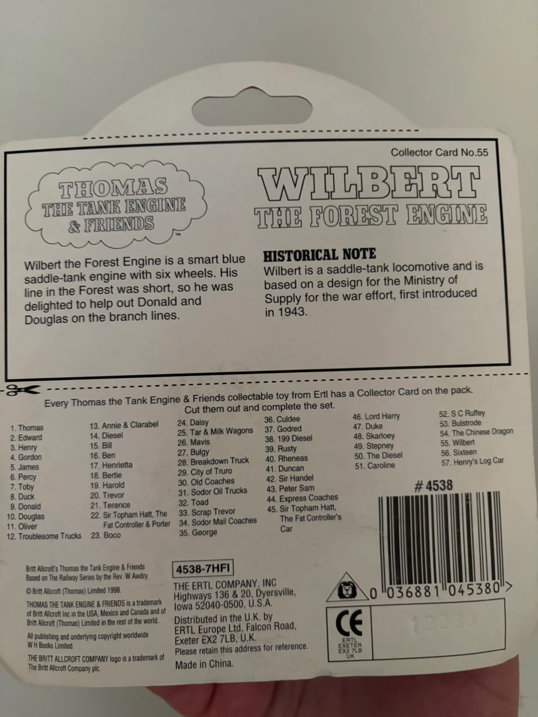 Thomas The Tank Engine & Friends Ertl Wilbert 1998 - photo 3