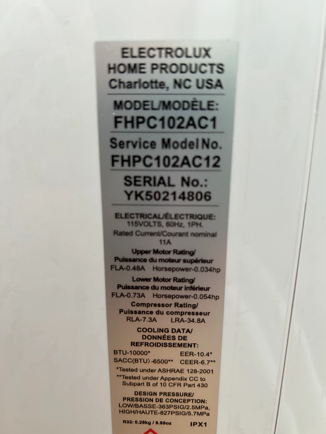 Fridgidaire Portable AC  8,000 BTUS  - used 1 month then stored - photo 5
