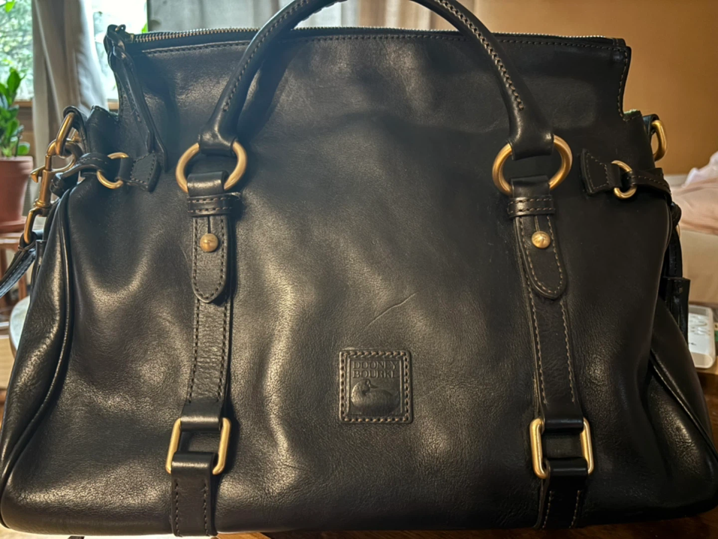 Dooney & Bourke Black Leather Satchel Handbag