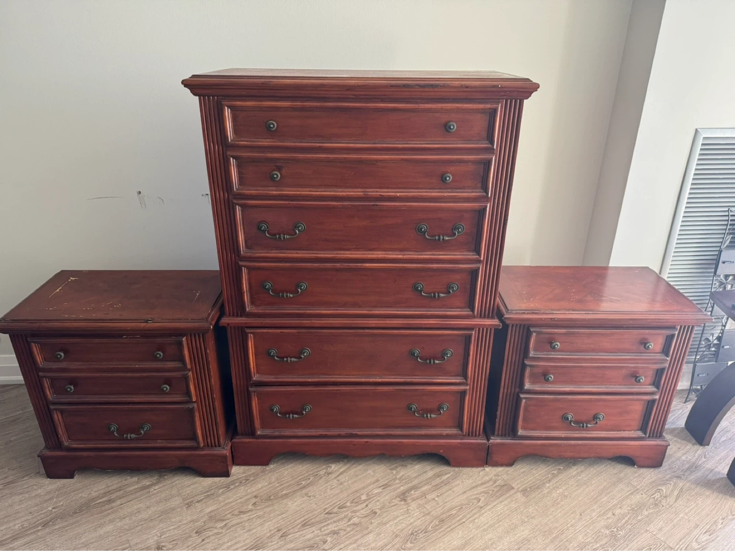 Cherry Wood Dresser and Nightstands Set
