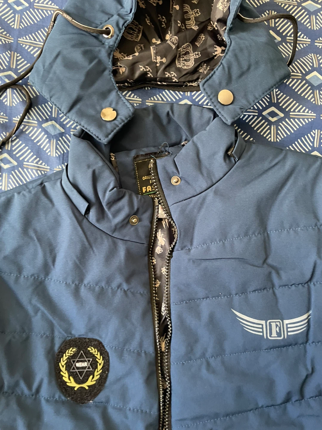 Blue Puffer Jacket with Hood