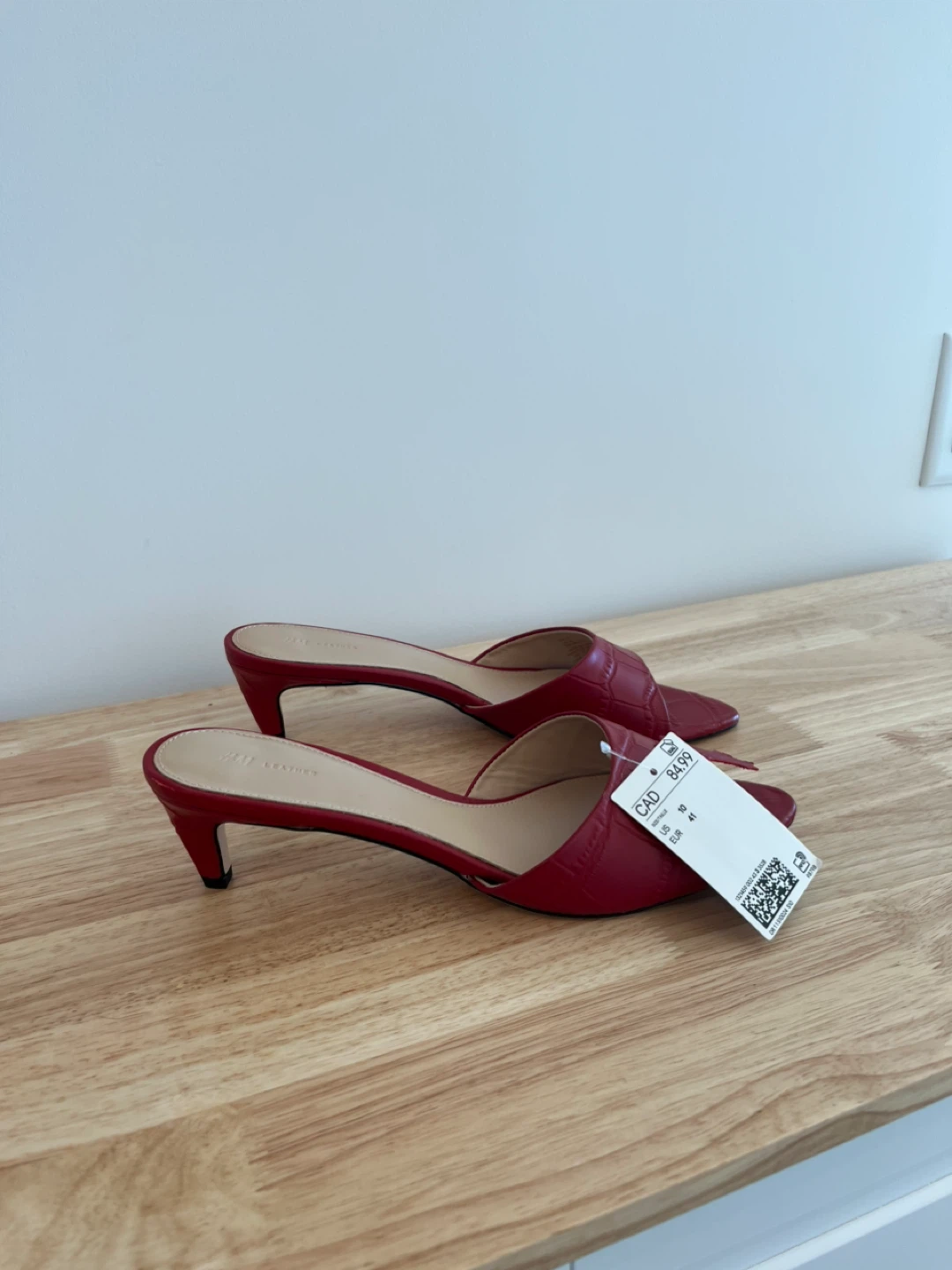 Red leather kitten heel mules - photo 3