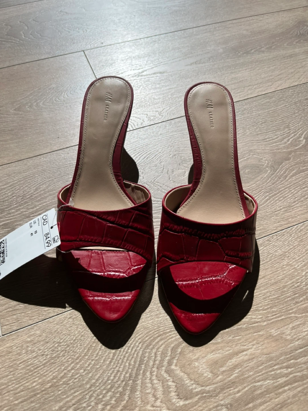 Red leather kitten heel mules - photo 5