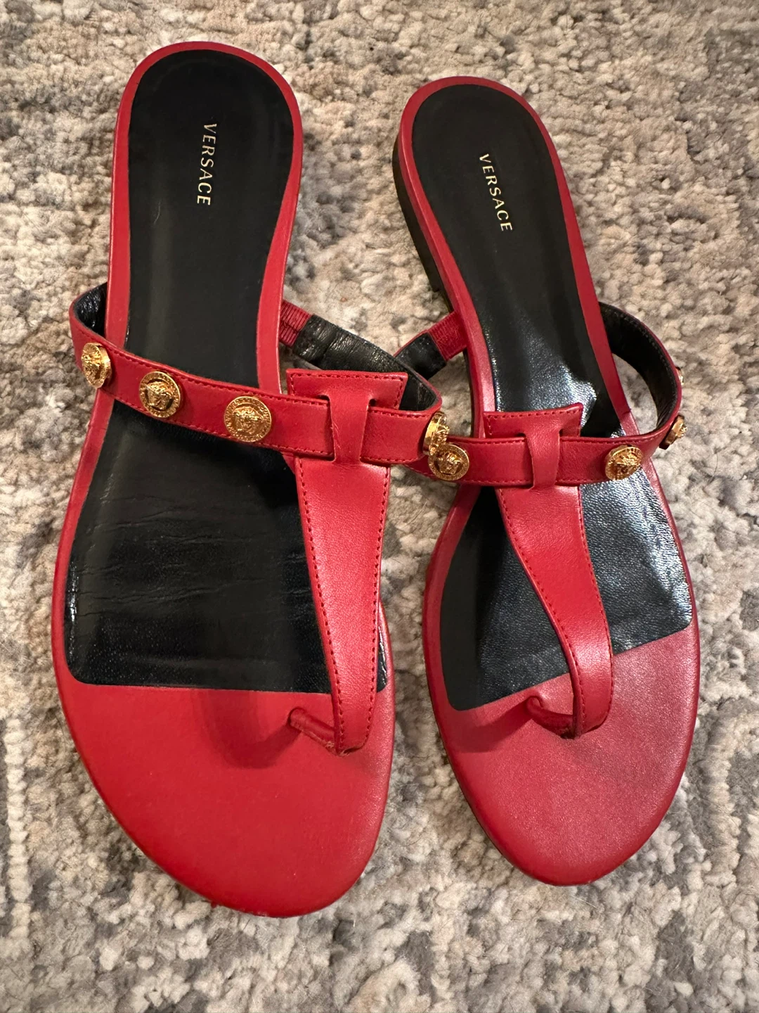 Versace Thong Sandals Medusa red leather 40