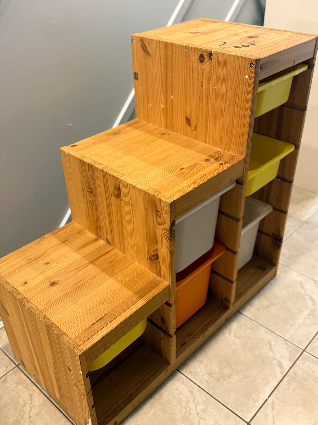 Wooden Toy Storage Unit with Bins