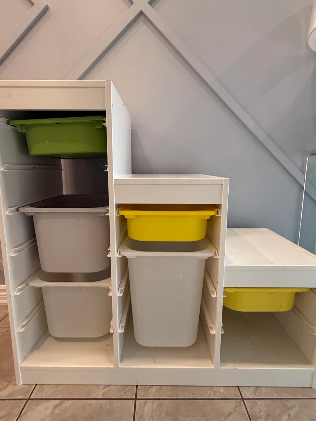 White Storage Unit with Bins