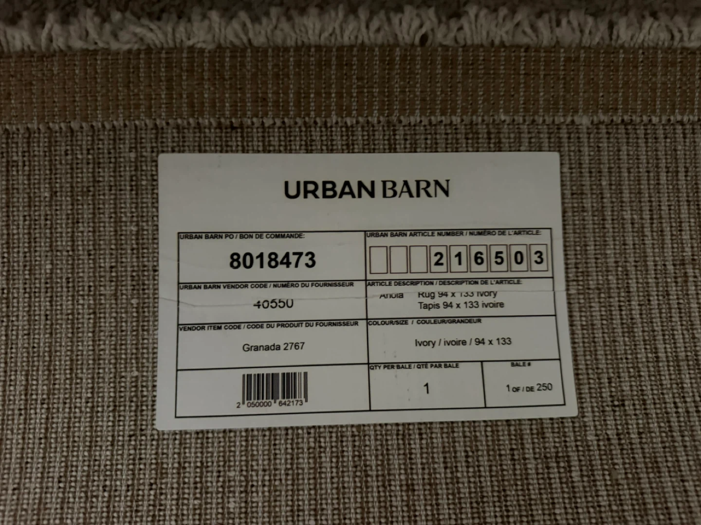 Urban Barn Rug - Ivory 94 x 133 - photo 3