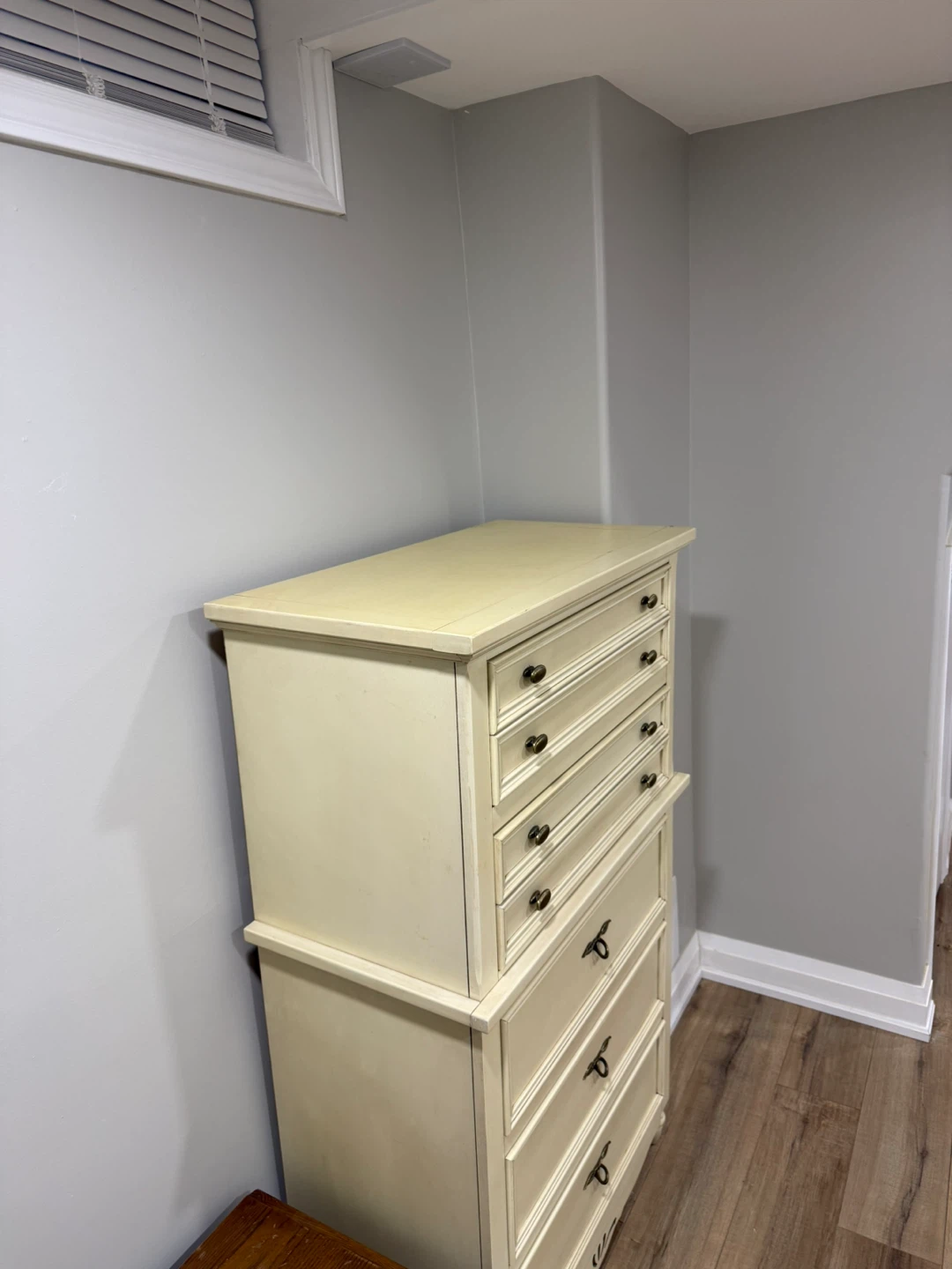 Cream Coloured Tall Dresser with 9 Drawers - photo 2