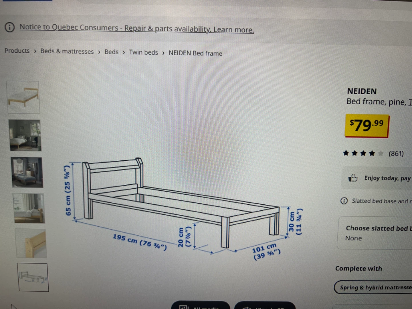 IKEA Twin Bed frame ( Neiden) - photo 2
