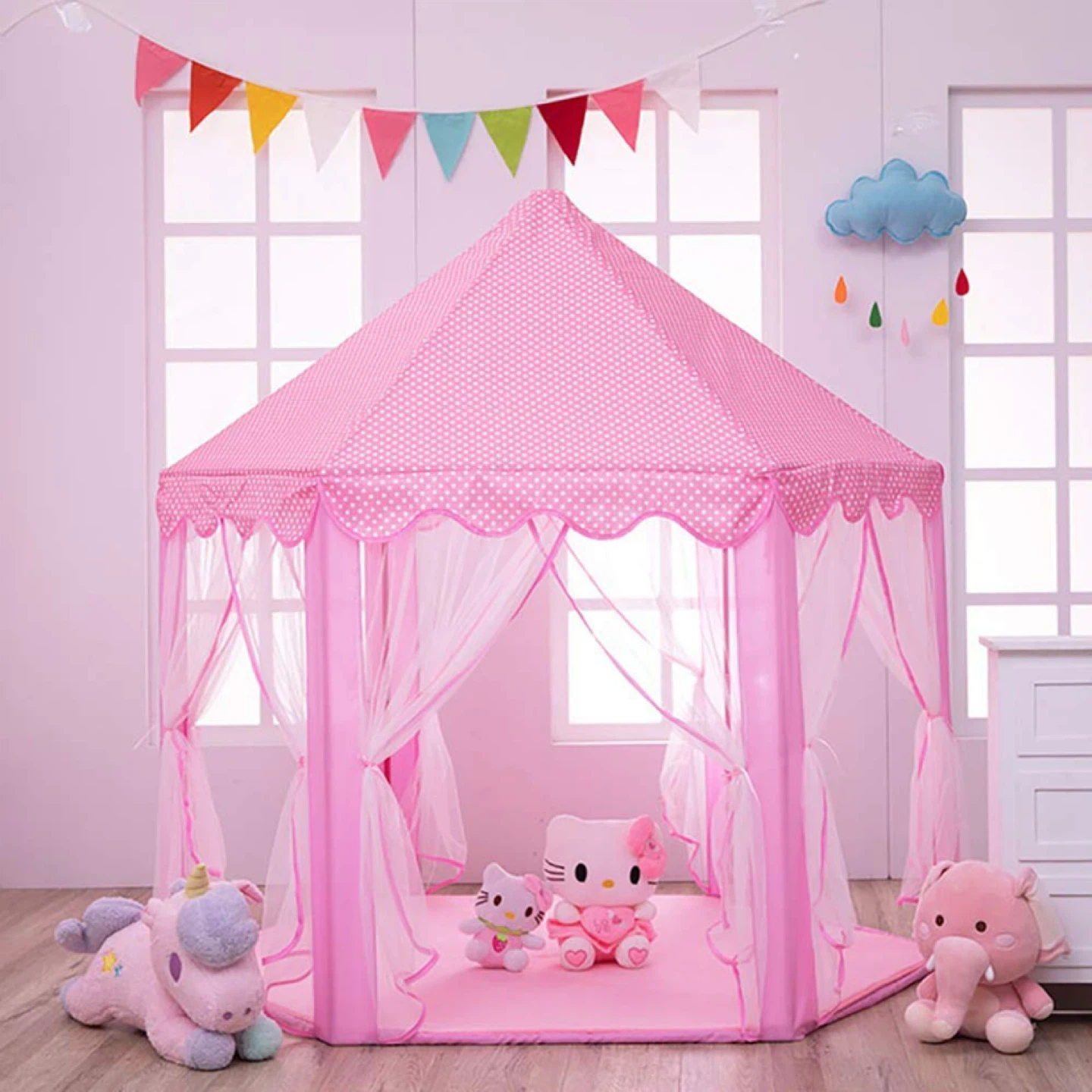 👑 Princess Castle Play Tent with Star Lights – BRAND NEW 👑 - photo 4