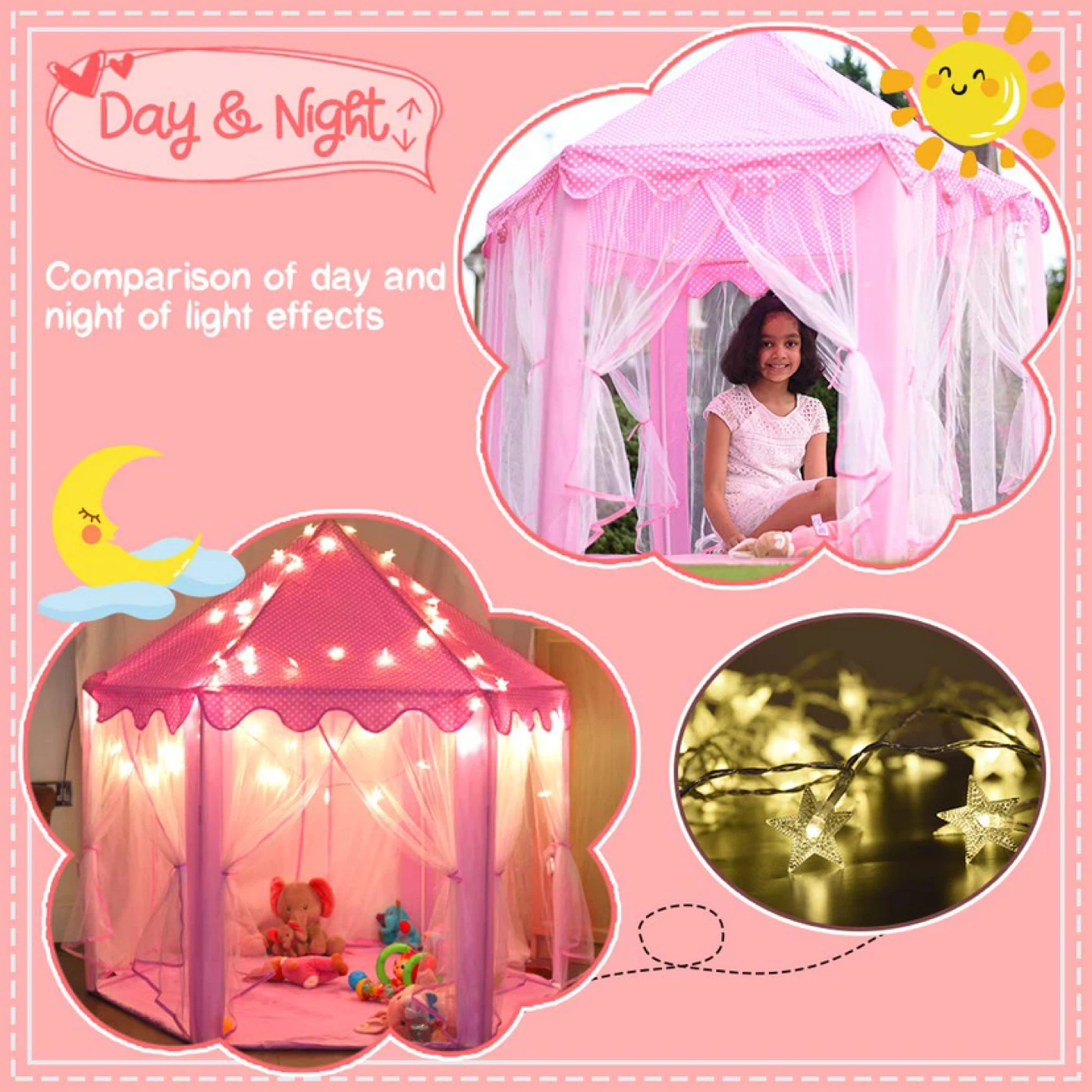 👑 Princess Castle Play Tent with Star Lights – BRAND NEW 👑 - photo 5