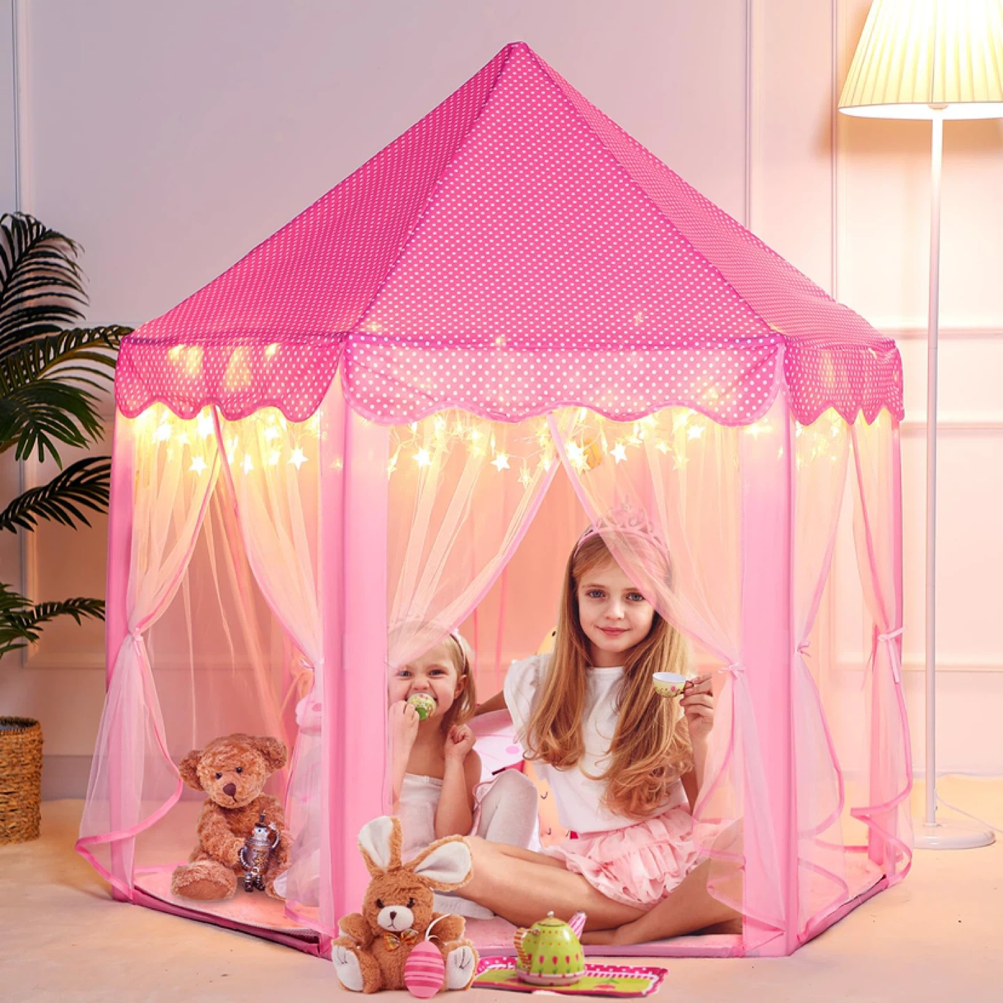 👑 Princess Castle Play Tent with Star Lights – BRAND NEW 👑 - photo 3